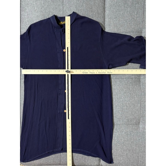 Hampstead Bazaar Top Women OS Blue Navy Cotton Blend Kimono Lagenlook Tunic - Picture 4 of 7